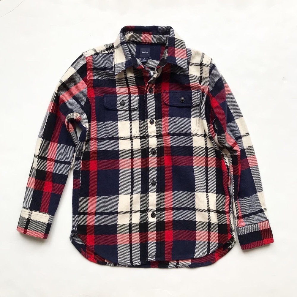 Gap kids NWT thick plaid button work shirt M(8Y)